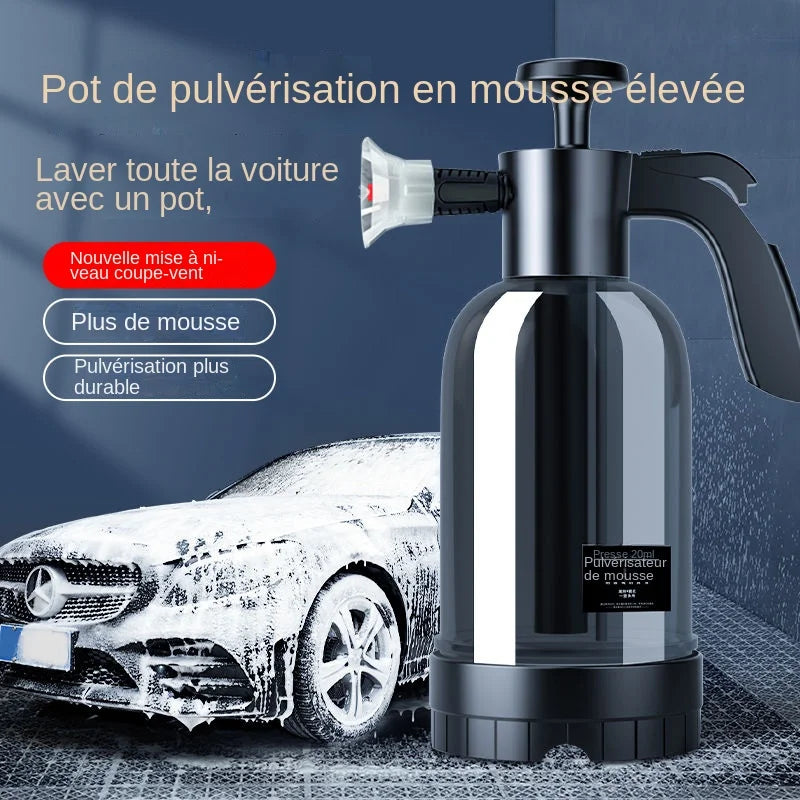 Pulvérisateur Mousse 2L avec 3 Types de Buses - Pompe à Main pour Lavage Auto, Nettoyage Fenêtres et Voiture