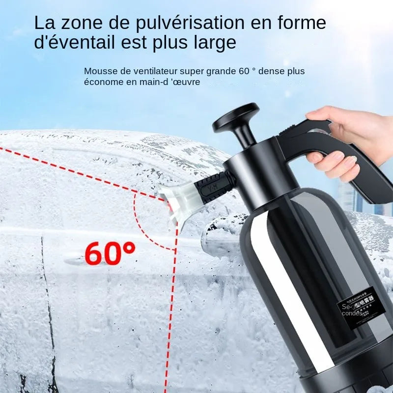 Pulvérisateur Mousse 2L avec 3 Types de Buses - Pompe à Main pour Lavage Auto, Nettoyage Fenêtres et Voiture
