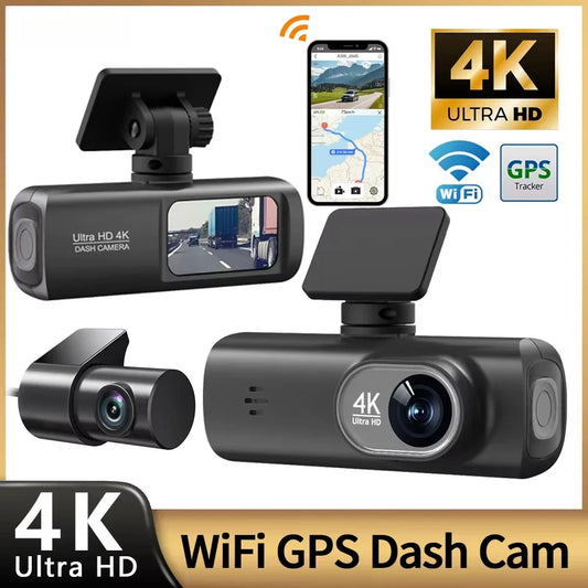 Dashcam Voiture 4K Avant/Arrière avec WiFi & GPS – Caméra DVR de Sécurité Nocturne, Mode Parking, Vision Grand Angle | Accessoire Auto Haute Définition